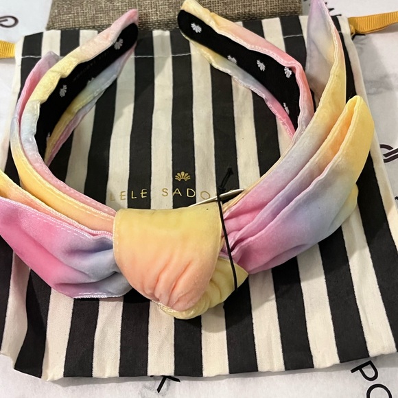 LELE SADOUGHI SHIRLEY NWT AUTHENTIC APRICOT OMBRÉ VELVET BOW HEADBAND main image 15